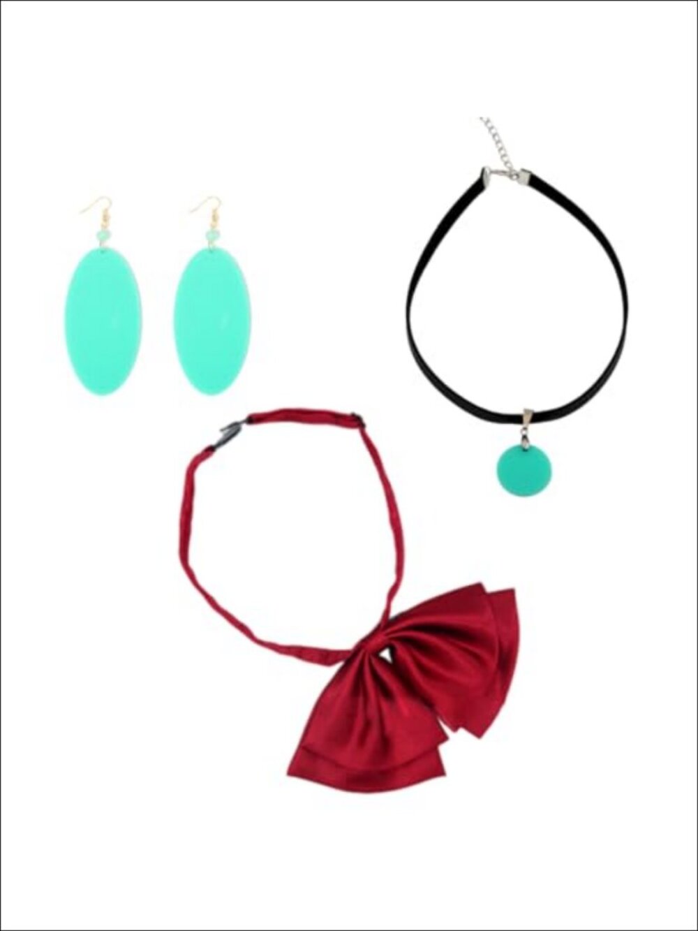 Anime Cosplay Jewelry Set Alloy Acrylic Earrings Choker Bowtie Costume